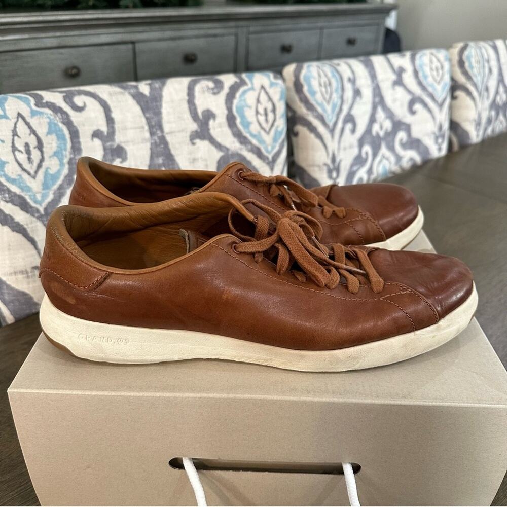 Cole Haan GrandPro Tennis Sneakers Men’s 12 Brown Leather Woodbury Handstain